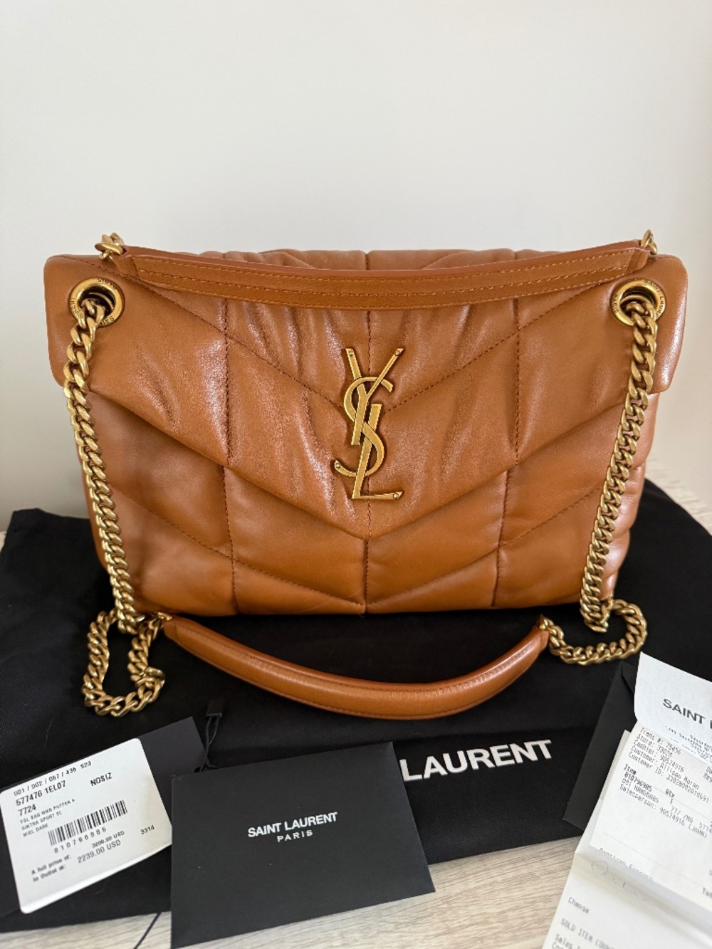 Beautiful YSL Small Puffer Lambskin Leather Bag